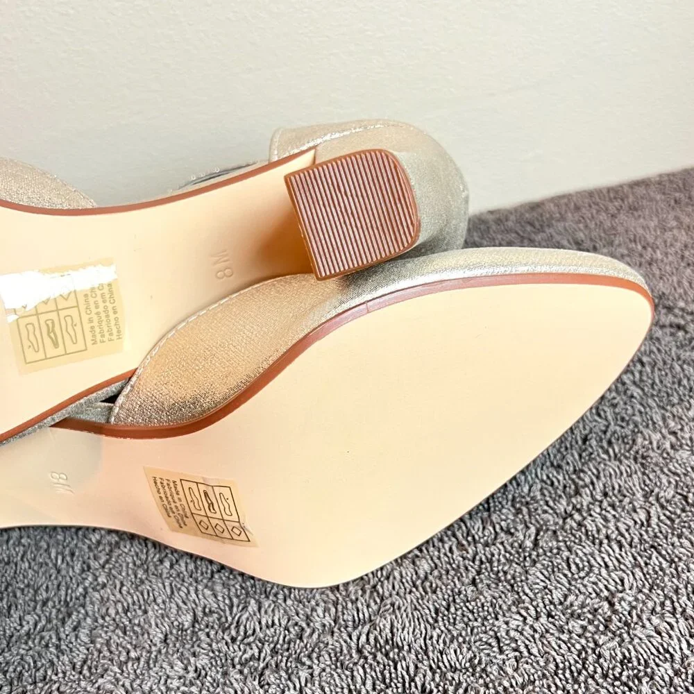 Touch Ups Womens 8M Amanda Champagne Gold Closed Toe Block Heels Pumps Shoes - Picture 10 of 13